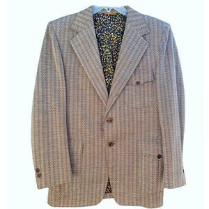 Vintage Malibu‎ of Beverly Hills  Men's Brown Herringbone ish 2 Button Blazer